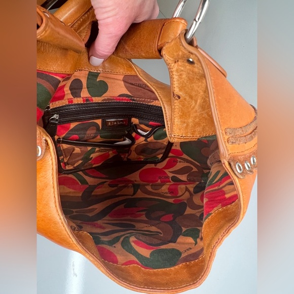 BCBGIRLS Camel leather grommet accent shoulder bag - Picture 8 of 9